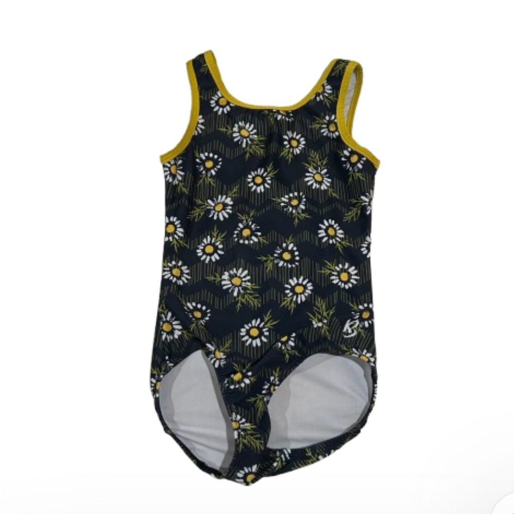 K-Bee Girls Gymnastics Leotard Floral Daisy Print Sleeveless Dance Activewear